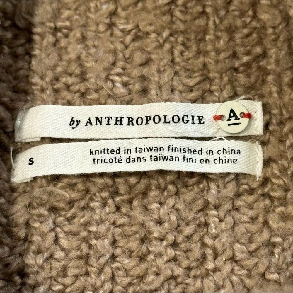 Anthropology women’s size S chunky knit loose fit mock neck sweater, beige color